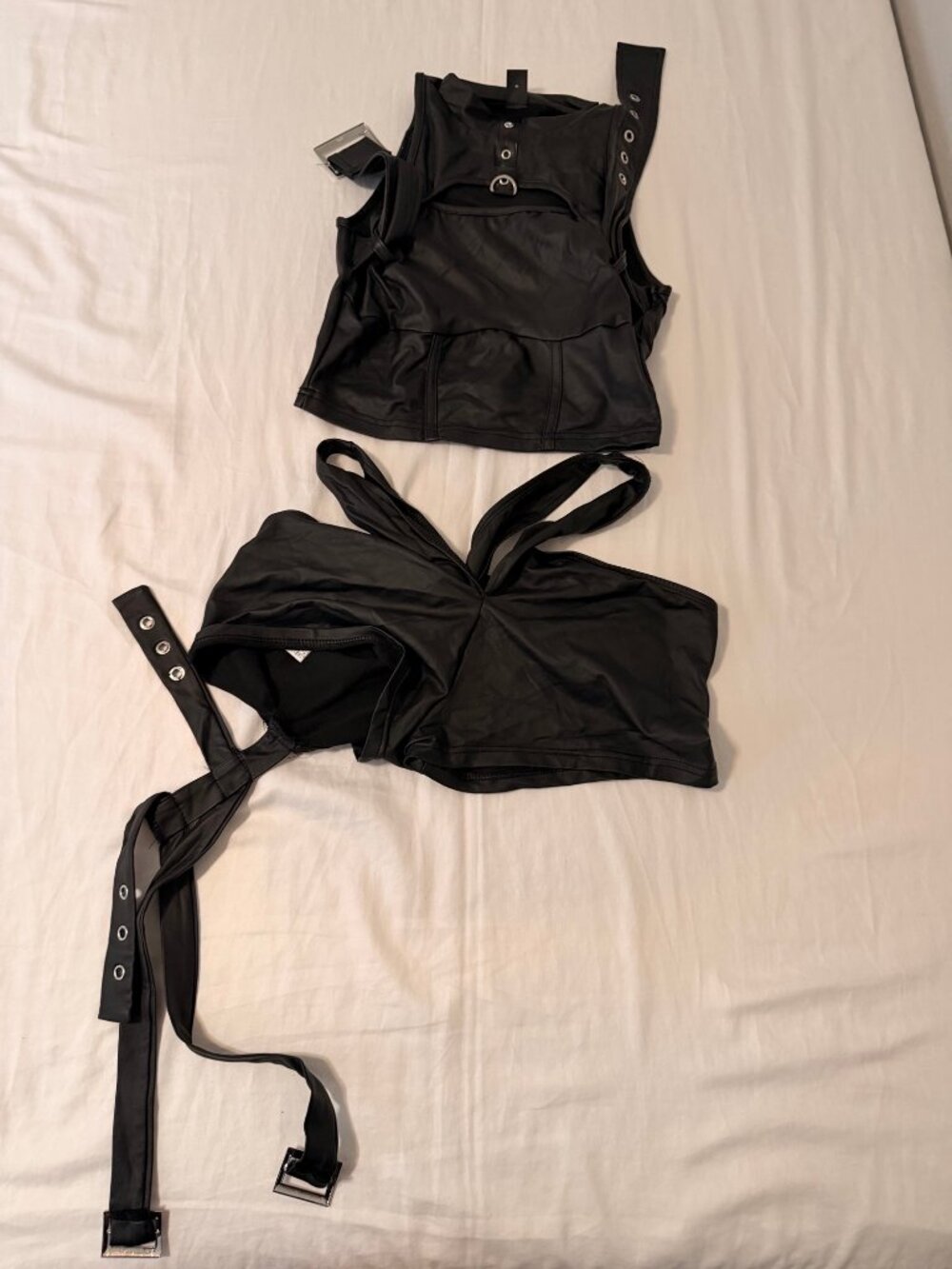 Black Leather Short Set